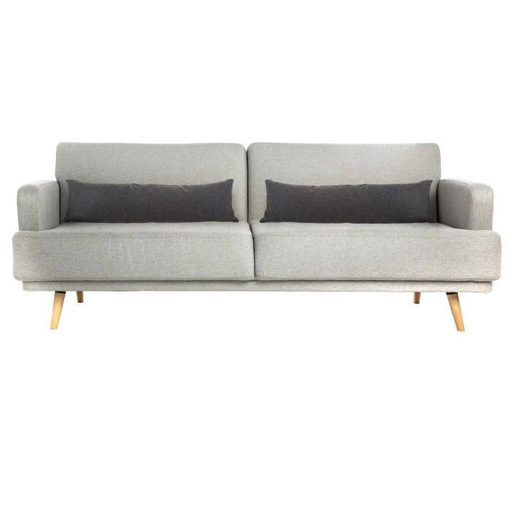 Sofá Cama 3 Cps Tapiz (Gris Claro) Con Patas De Madera