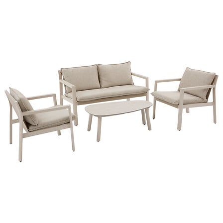 Juego De Terraza Color (Arcilla): Sofá + 2 Sillones + Mesa De Centro Estructura De Aluminio