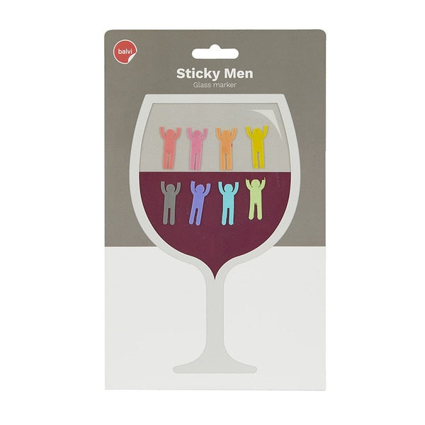 Set de 8 Marcacopas Modelo "Sticky Men" De Silicona