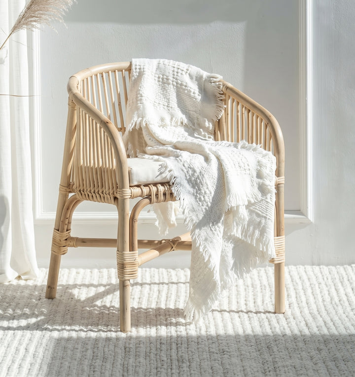 Silla Con Cojín Para Terraza (Natural) De Rattán