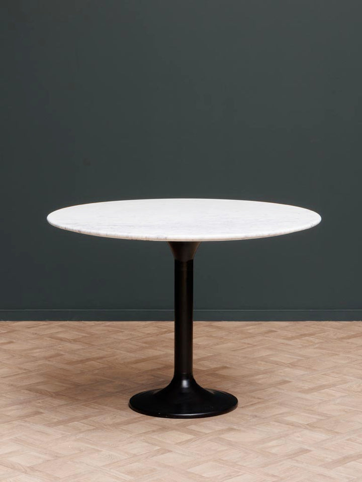 Mesa De Comedor Redonda Tablero Mármol Con Base De Madera
