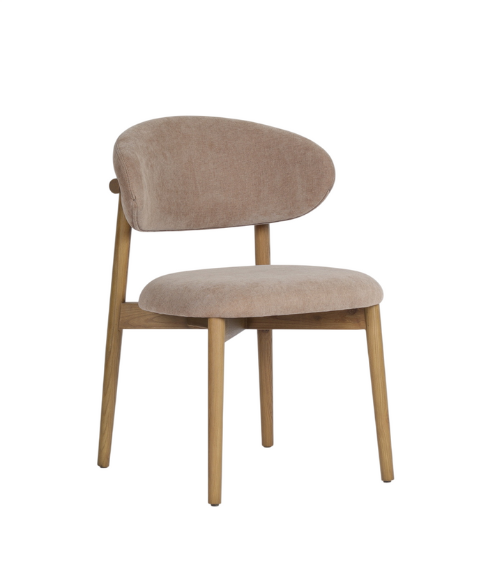 Silla De Comedor Tapizado (Marrón) Estructura Fresno De Madera