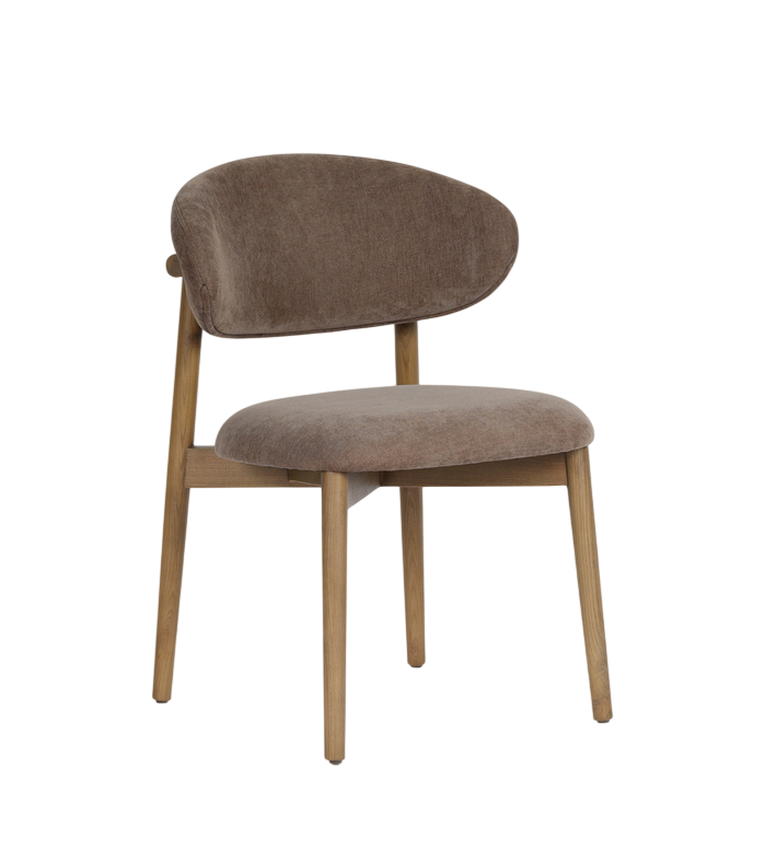 Silla De Comedor Tapizado (Chocolate) Estructura Fresno De Madera