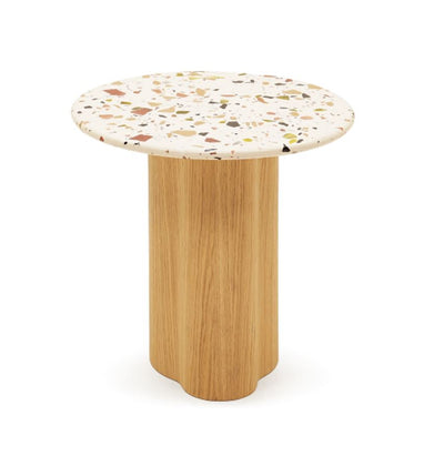 Mesa Lateral Tablero De Terrazo Estructura De Madera