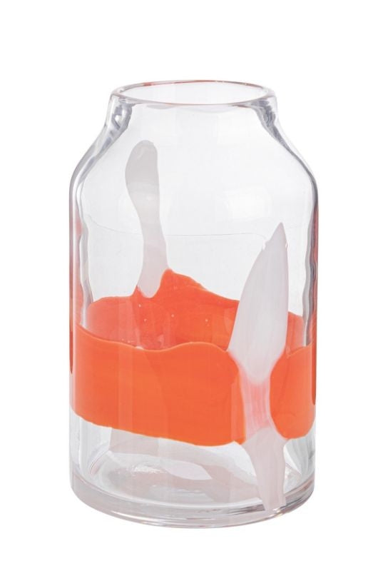 Florero Redondo Sombreado (Naranja Blanco) De Vidrio