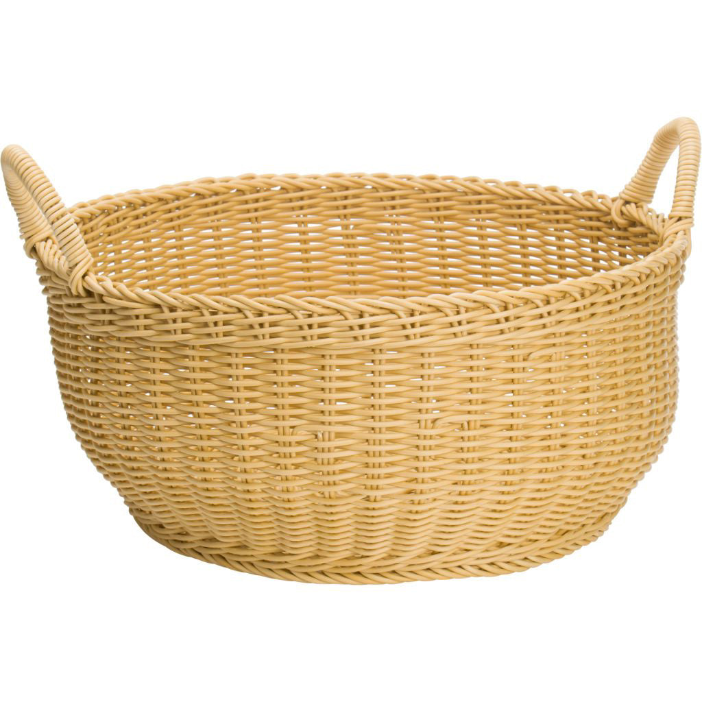 Cesta  Redonda (Beige) Con Asas De Pvc