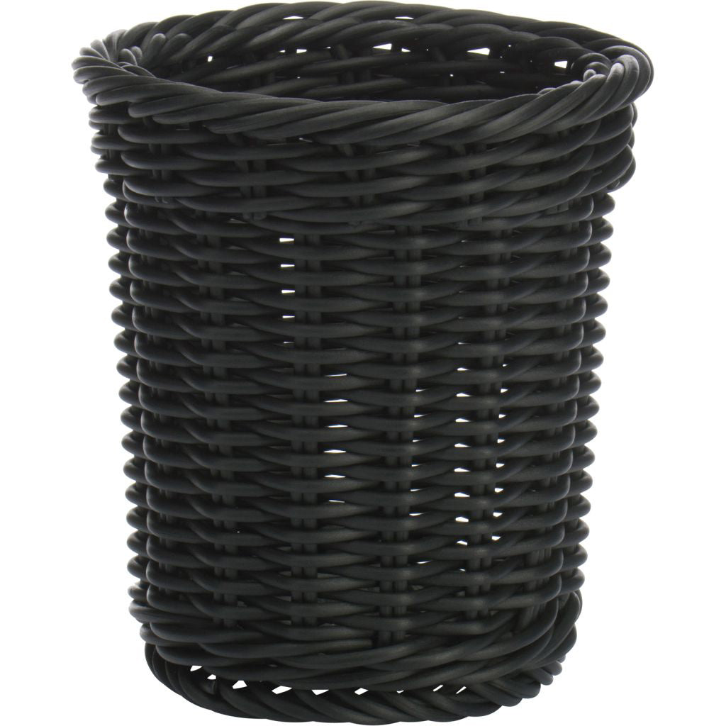 Cesta Redonda (Negra) Porta Utensilios O Cubiertos De Pvc
