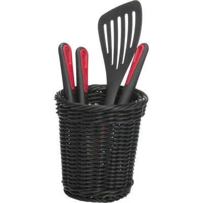 Cesta Redonda (Negra) Porta Utensilios O Cubiertos De Pvc