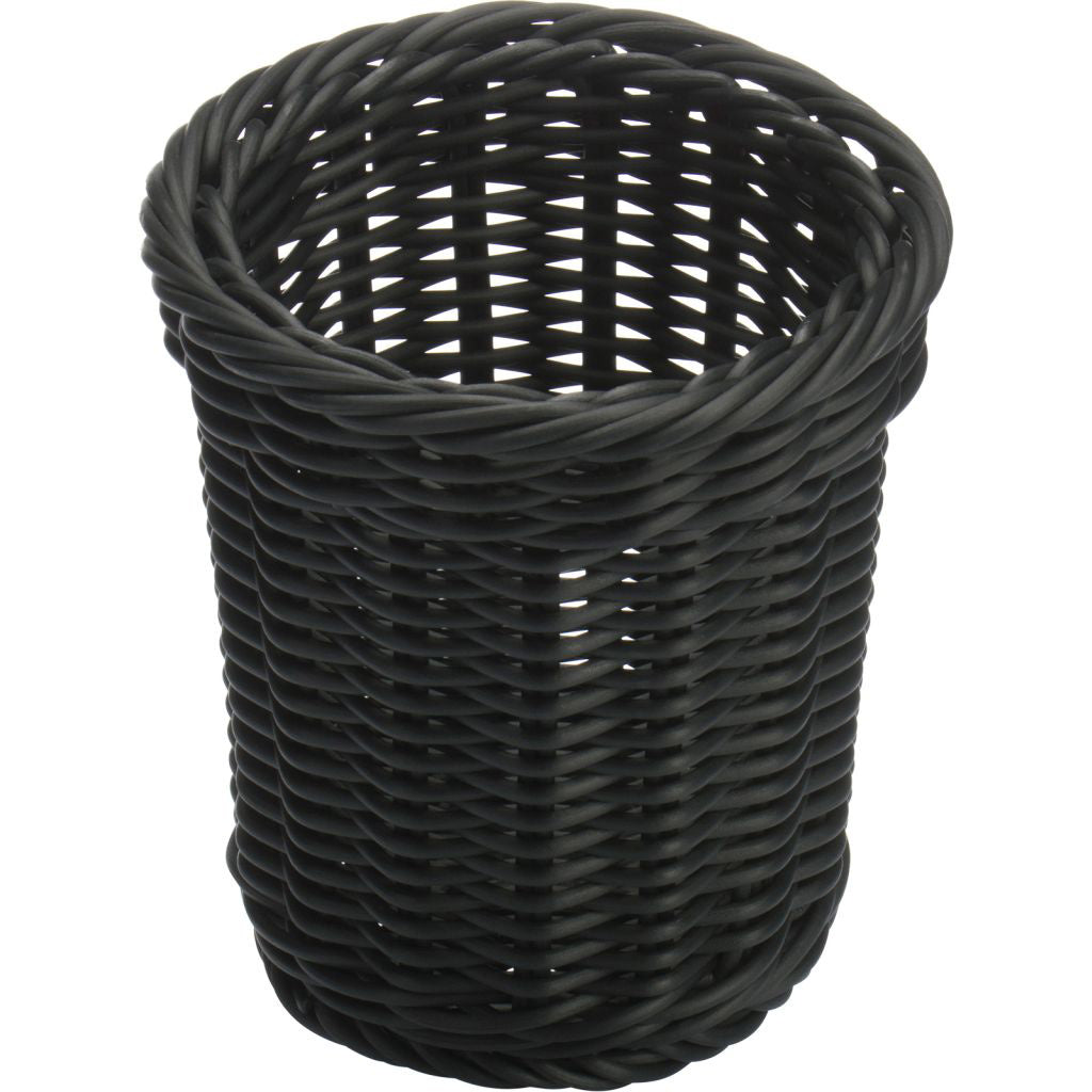 Cesta Redonda (Negra) Porta Utensilios O Cubiertos De Pvc