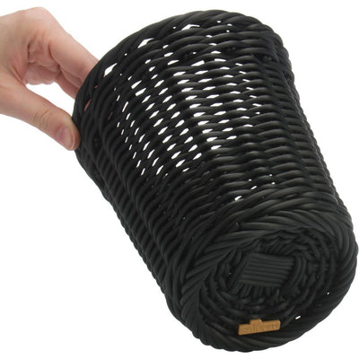 Cesta Redonda (Negra) Porta Utensilios O Cubiertos De Pvc