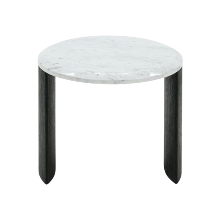 Mesa Auxiliar Tablero De Mármol (Blanco) Estructura De Madera