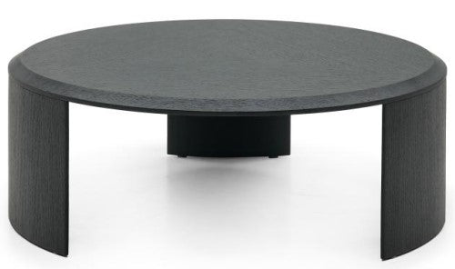 Mesa De Centro (Negro) Tablero Redondo Estructura De Madera