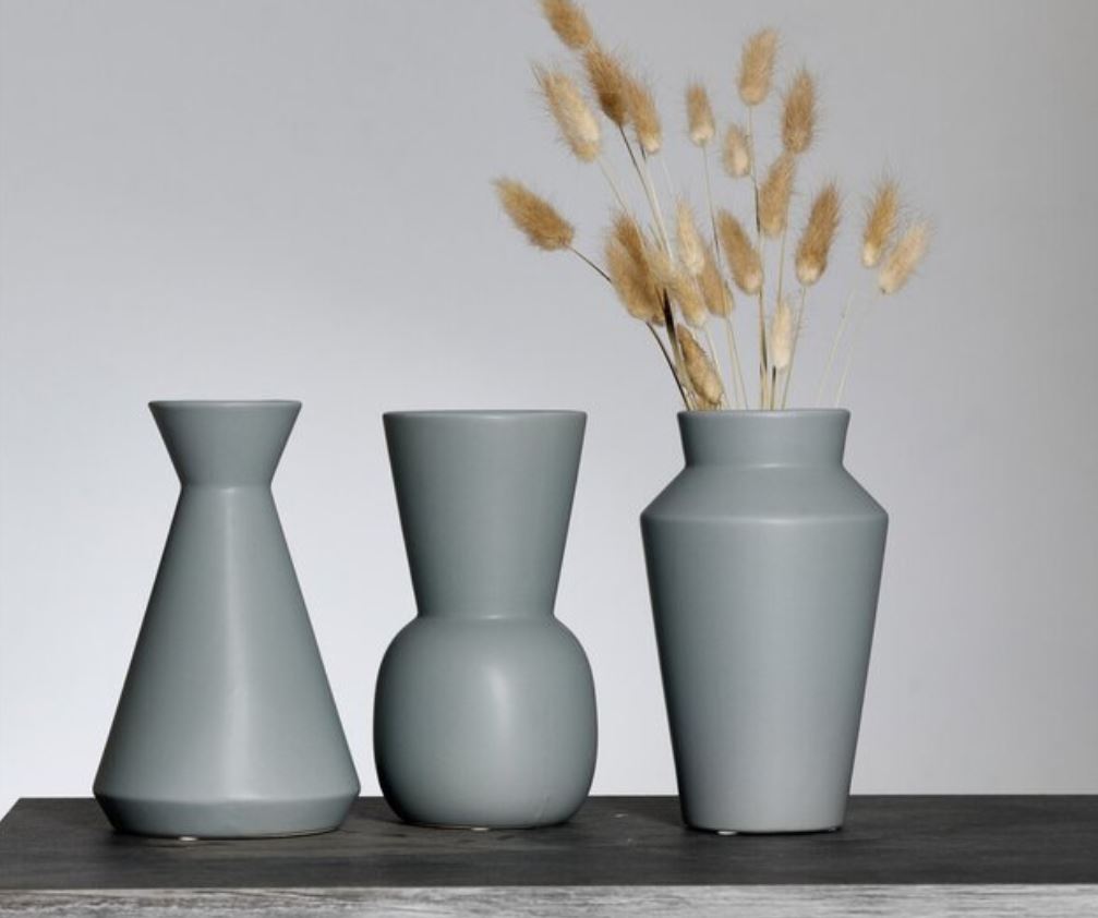 Florero (Gris) Modelo Varios De Porcelana - Venta X Unidad