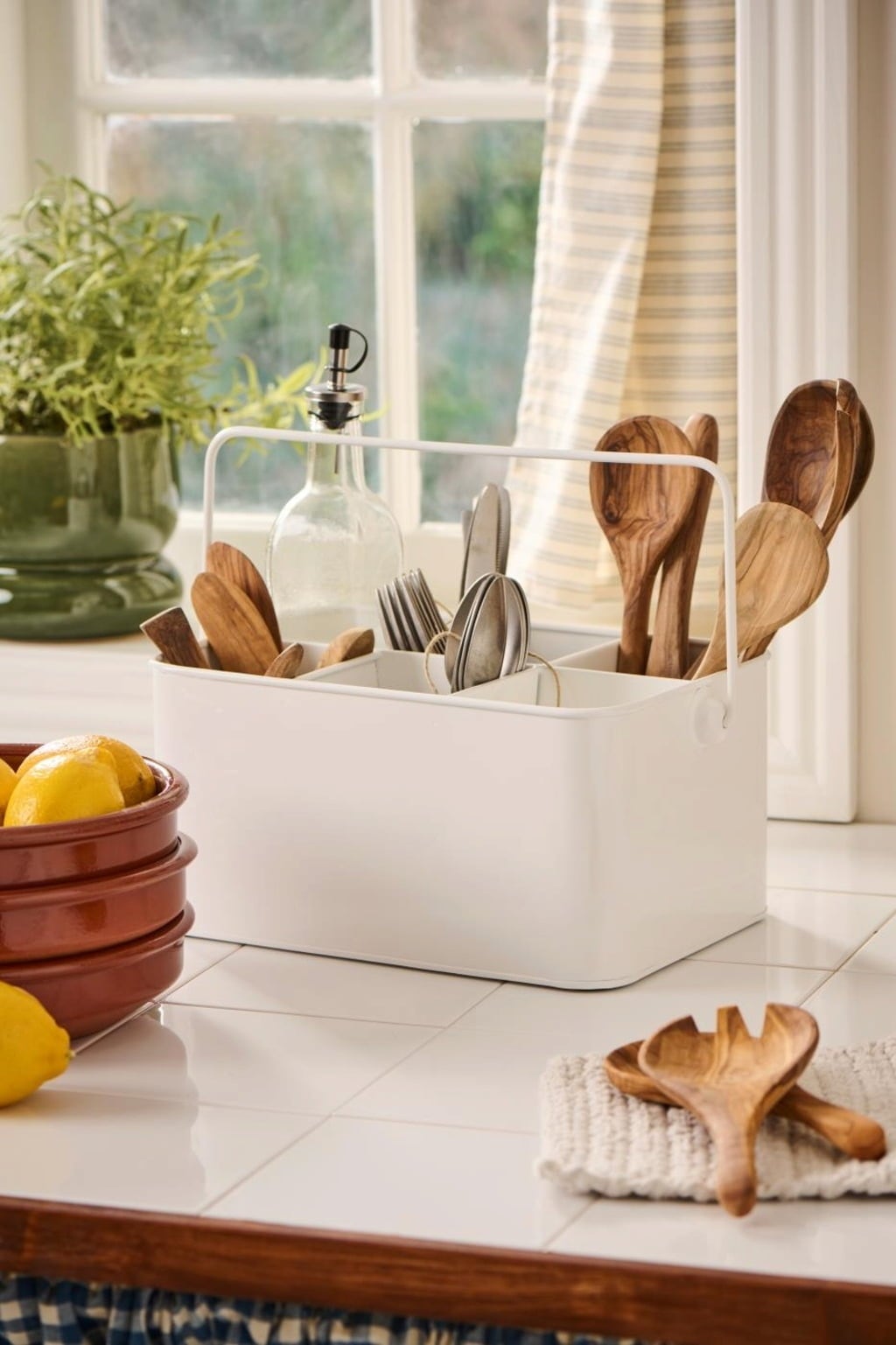 Caja Organizadora Utensilios (Blanca) Con 6 Compartimentos De Metal