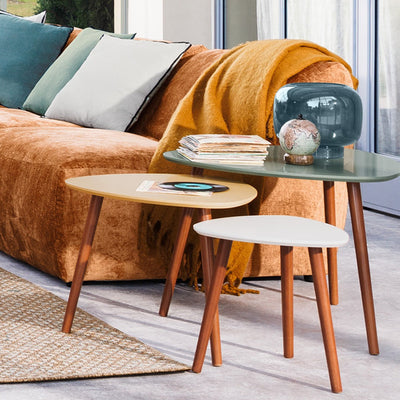 Set de 3 Mesas Auxiliares Decorativas Estructura De Madera