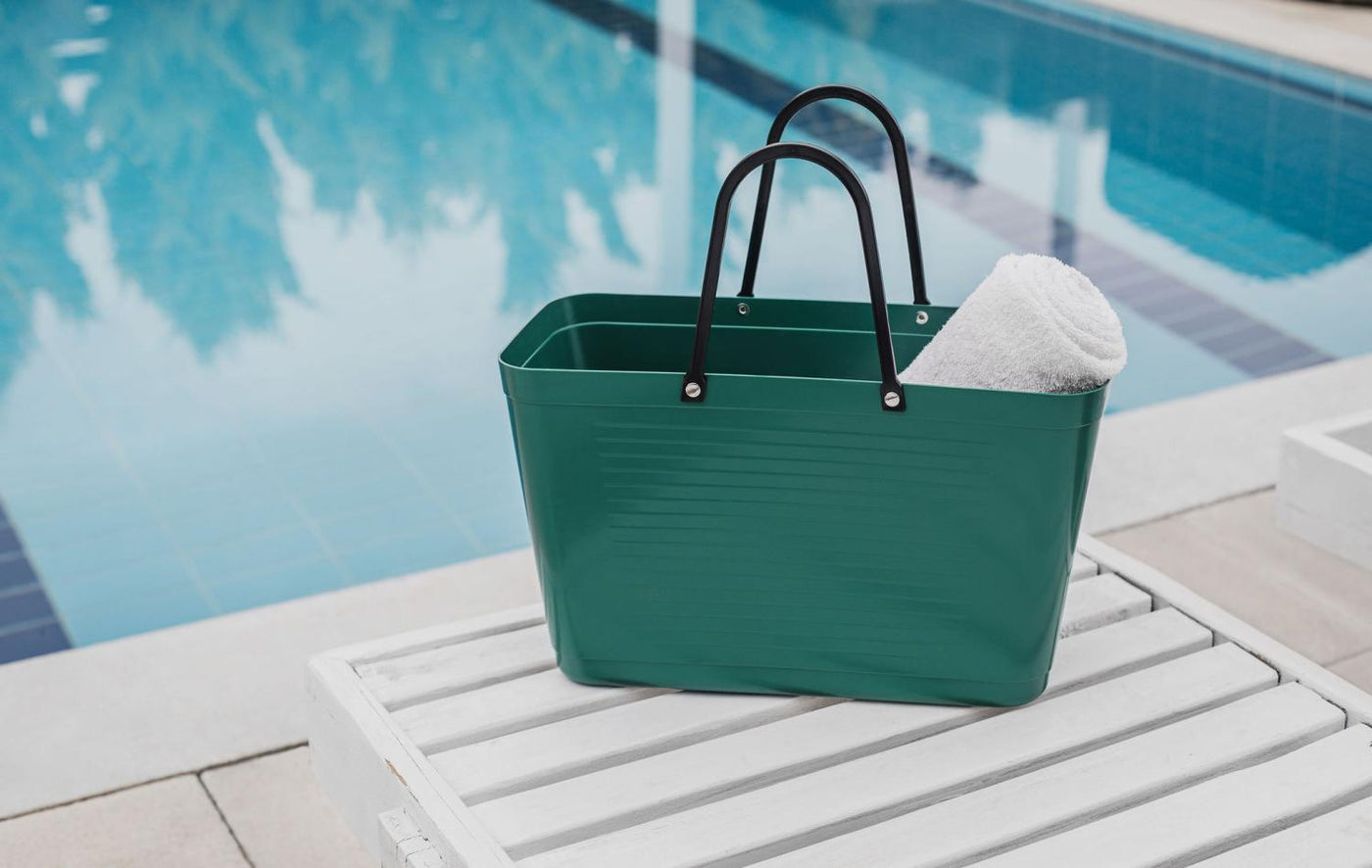 Bolsa Grande (Verde Oscuro) Con Asas De Plástico