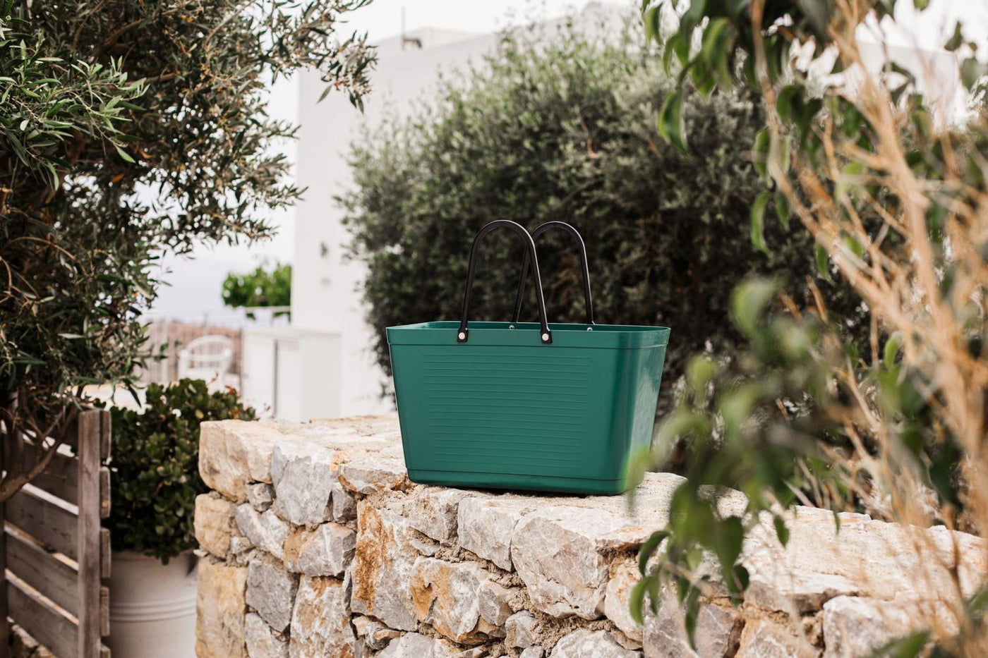 Bolsa Grande (Verde Oscuro) Con Asas De Plástico