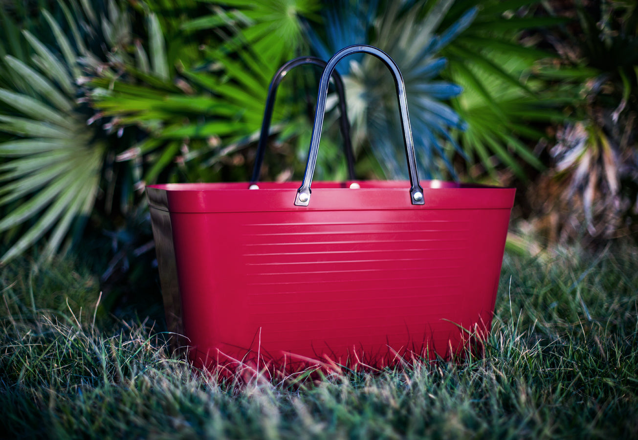 Bolsa Grande (Guinda) Con Asas De Plástico