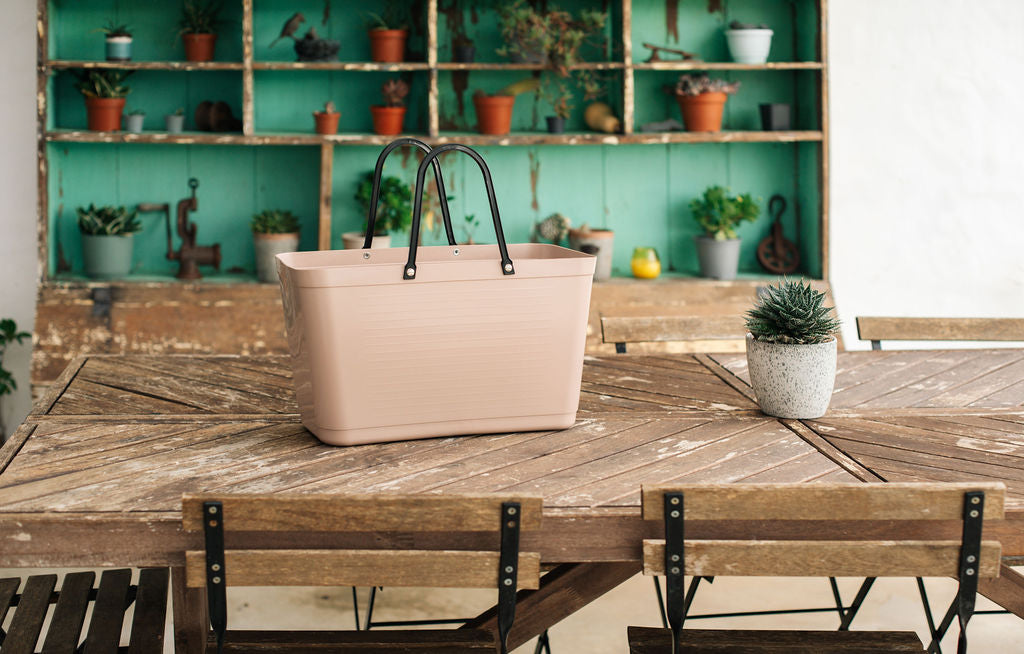 Bolsa Grande (Rosa Pálido) Con Asas De Plástico