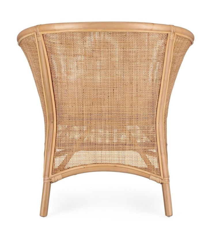 Sillón Tejido De Mimbre Con Cojín (Beige) Estructura De Madera