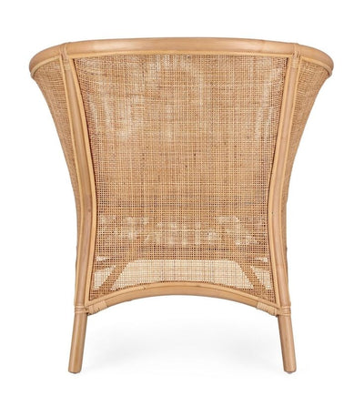 Sillón Tejido De Mimbre Con Cojín (Beige) Estructura De Madera