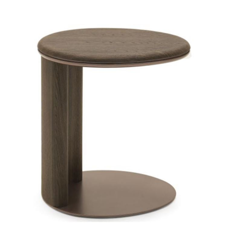 Mesa Auxiliar Tablero Redondo (Marrón) Estructura De Madera