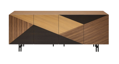 Aparador (Negro/Marrón) Con Cajones Estructura De Madera