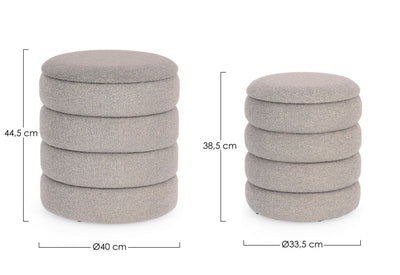 Set De 2 Pouff Tapizado Gris Estructura De Madera