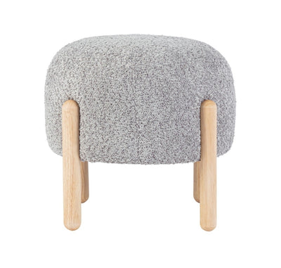 Banca Taburete Tapiz Gris Estructura De Madera