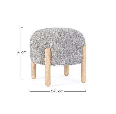 Banca Taburete Tapiz Gris Estructura De Madera