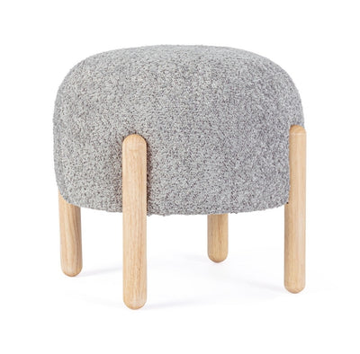 Banca Taburete Tapiz Gris Estructura De Madera