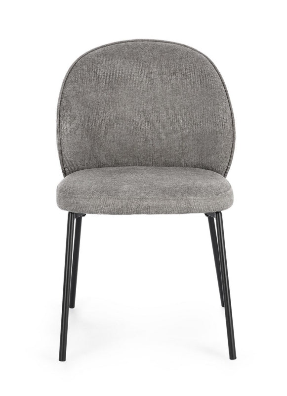 Silla De Comedor Tapizado Poliéster Gris Patas De Metal