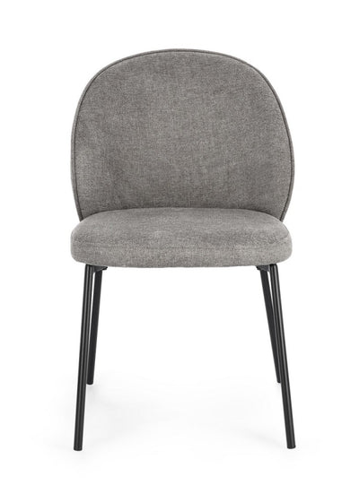 Silla De Comedor Tapizado Poliéster Gris Patas De Metal