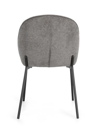 Silla De Comedor Tapizado Poliéster Gris Patas De Metal