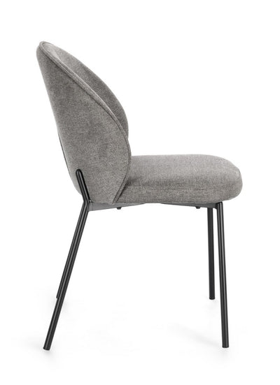 Silla De Comedor Tapizado Poliéster Gris Patas De Metal