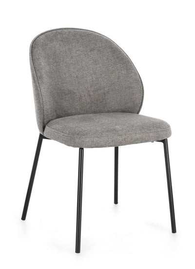 Silla De Comedor Tapizado Poliéster Gris Patas De Metal