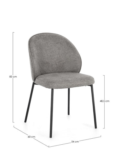 Silla De Comedor Tapizado Poliéster Gris Patas De Metal
