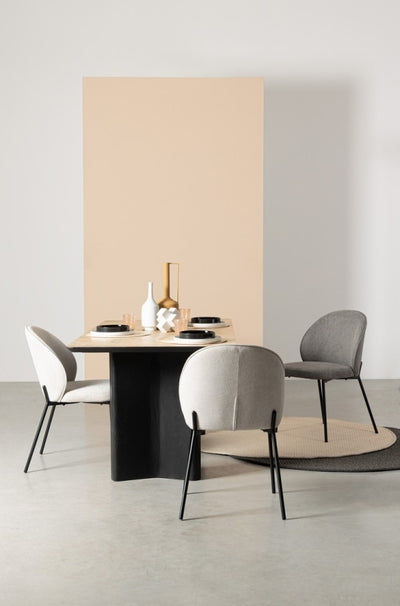 Silla De Comedor Tapizado Poliéster Gris Patas De Metal