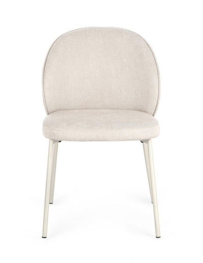 Silla De Comedor Tapizado Poliéster Beige Patas De Metal