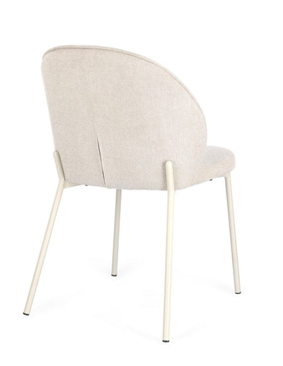 Silla De Comedor Tapizado Poliéster Beige Patas De Metal