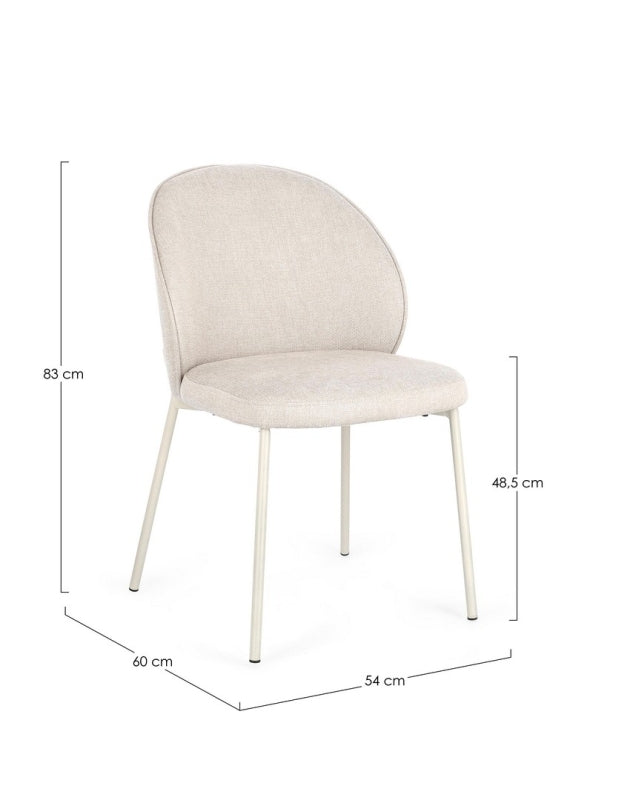 Silla De Comedor Tapizado Poliéster Beige Patas De Metal