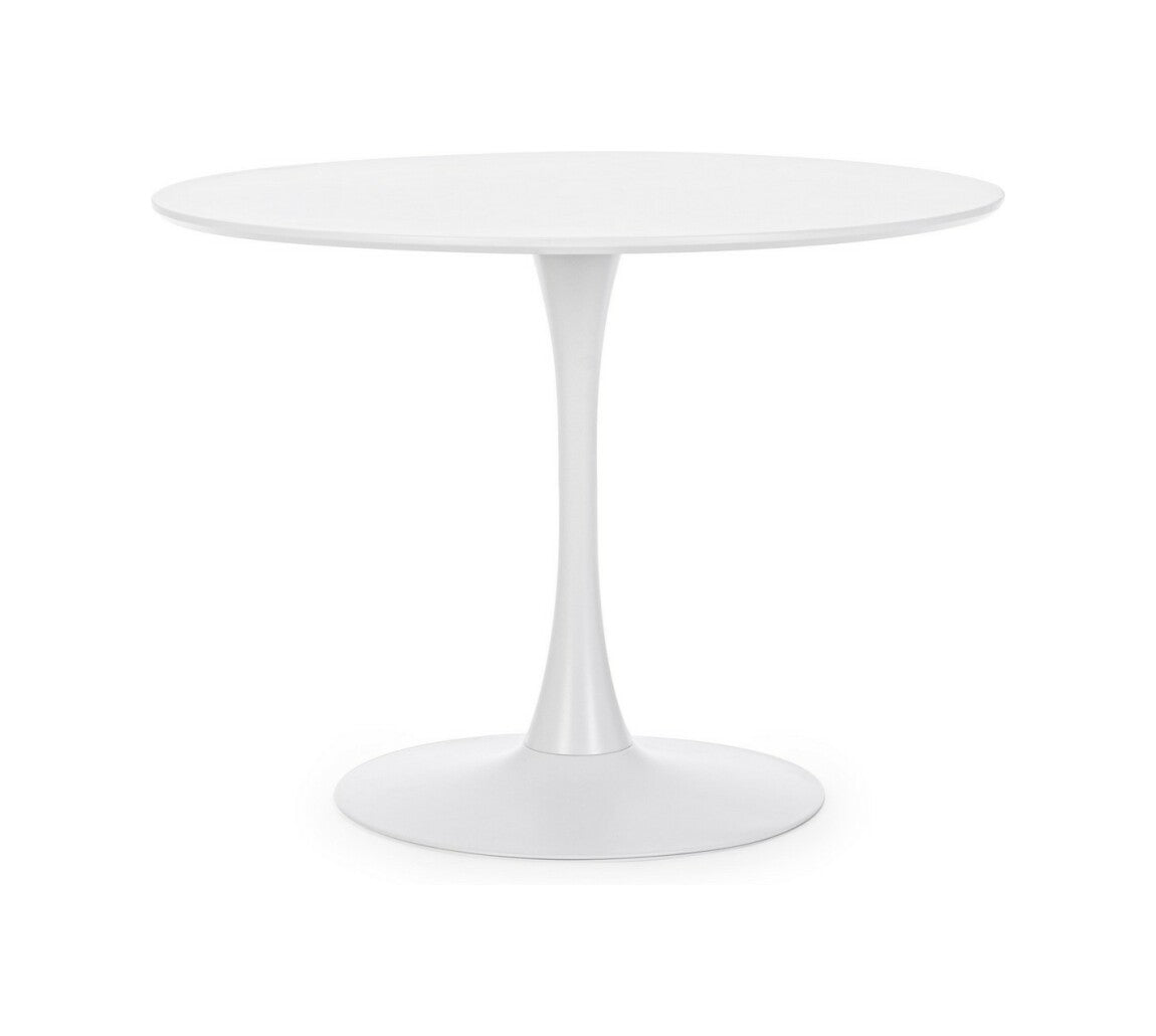 Mesa De Comedor Blanco Tablero Redondo Estructura De Metal