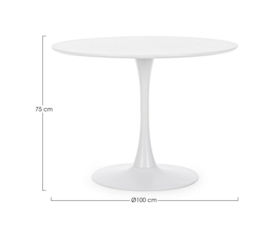 Mesa De Comedor Blanco Tablero Redondo Estructura De Metal