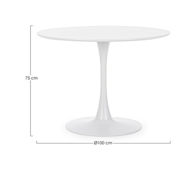 Mesa De Comedor Blanco Tablero Redondo Estructura De Metal