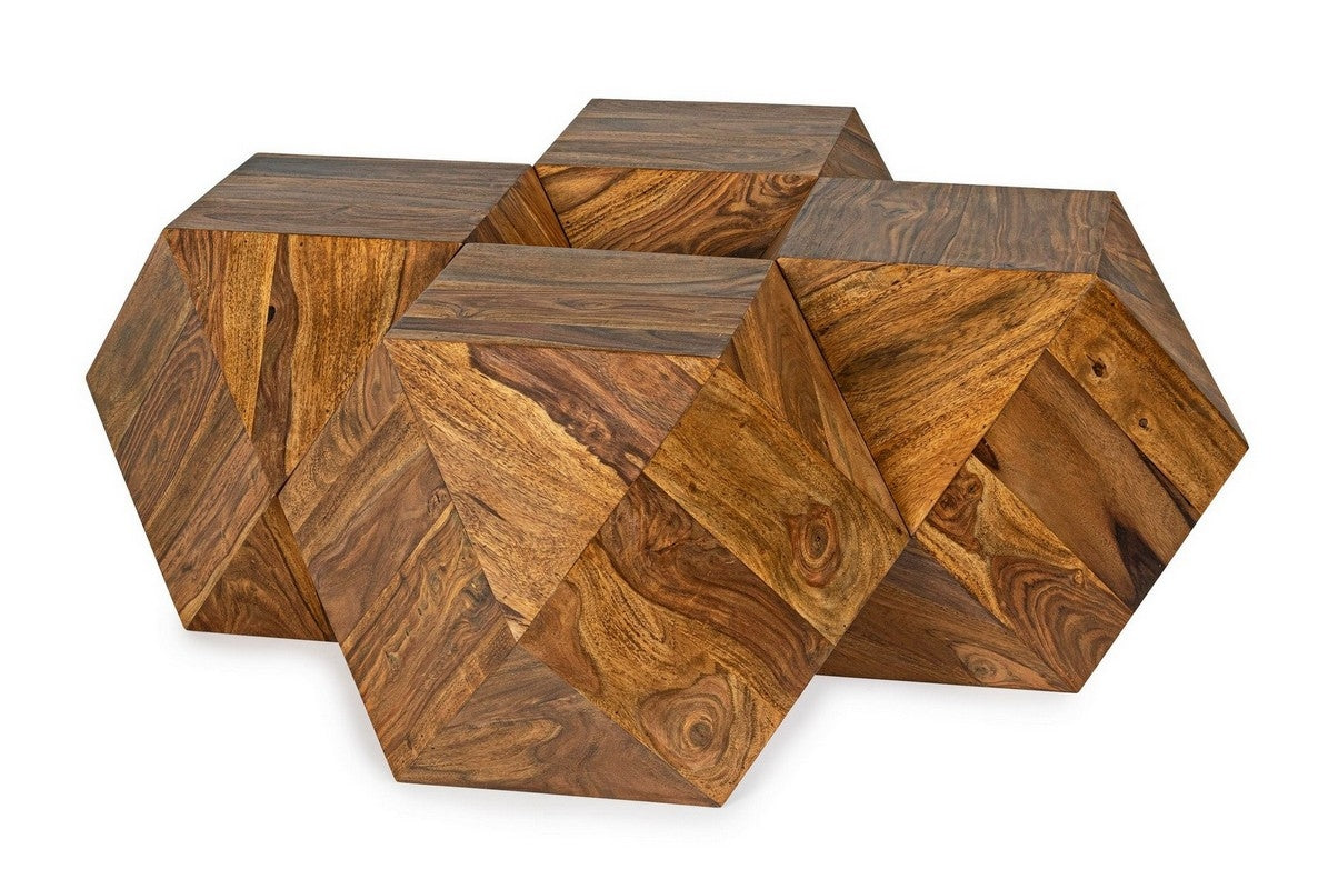 Mesa De Centro (Marrón) Modelo Egipcio De Madera