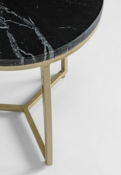 Mesa De Centro Tablero De Mármol (Negro) Estructura De Metal