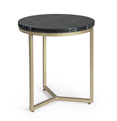 Mesa De Centro Tablero De Mármol (Negro) Estructura De Metal