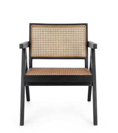 Sillón (Negro) Tejido Natural Estructura De Madera
