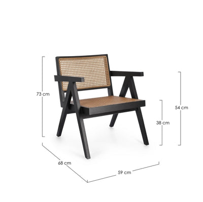 Sillón (Negro) Tejido Natural Estructura De Madera