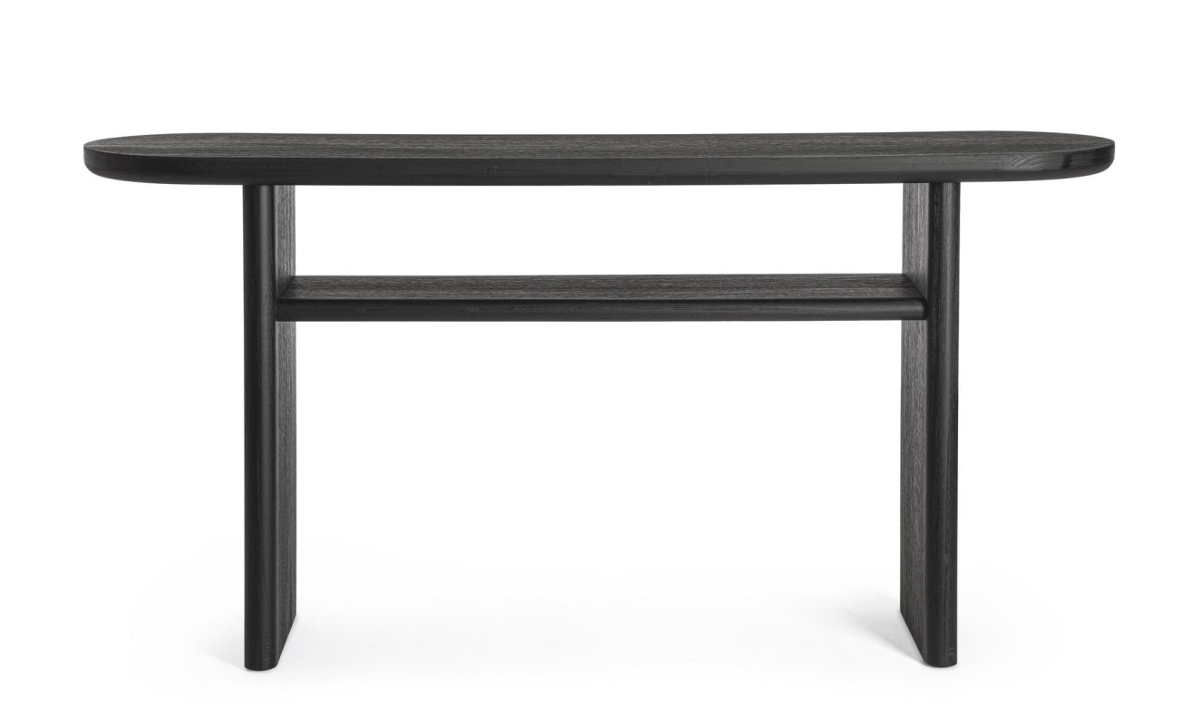 Consola (Negra) Tablero Oval Estructura De Madera